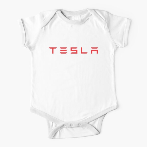 Tesla Logo with Model 3 Emblem Short Sleeve Baby One-Piece