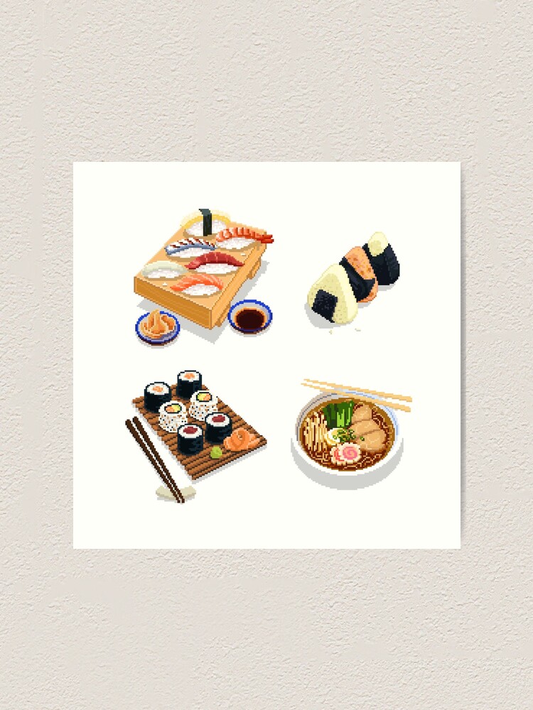 japanese food 2 pixel art art print by sev4 redbubble japanese food 2 pixel art art print by sev4 redbubble