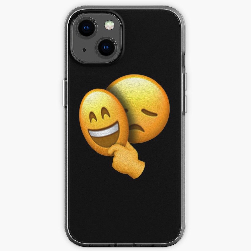 "Emoji Sad Face under Happy Mask" iPhone Case by hyperdeath Redbubble