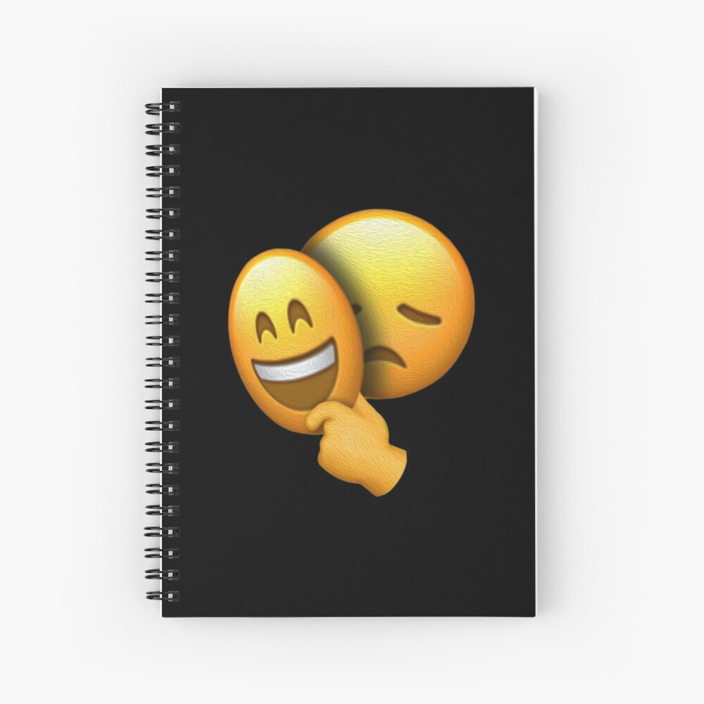 Emoji - Sad Face under Happy Mask Spiral Notebook.