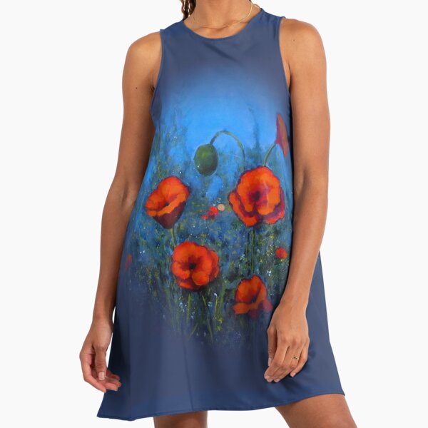 blue dress with red poppies Marlo Powder Blue Poppy Print Maxi Dress – Club L London main image 0