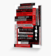 Murakami Book Stack Fanatic (Colour) Greeting Card