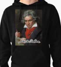 Ludwig van Beethoven, German composer and pianist. Portrait, on Black Pullover Hoodie