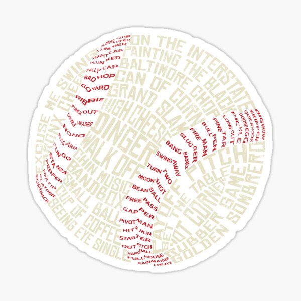 Baseball, Softball, Tyopgraphic, Terminology Sticker