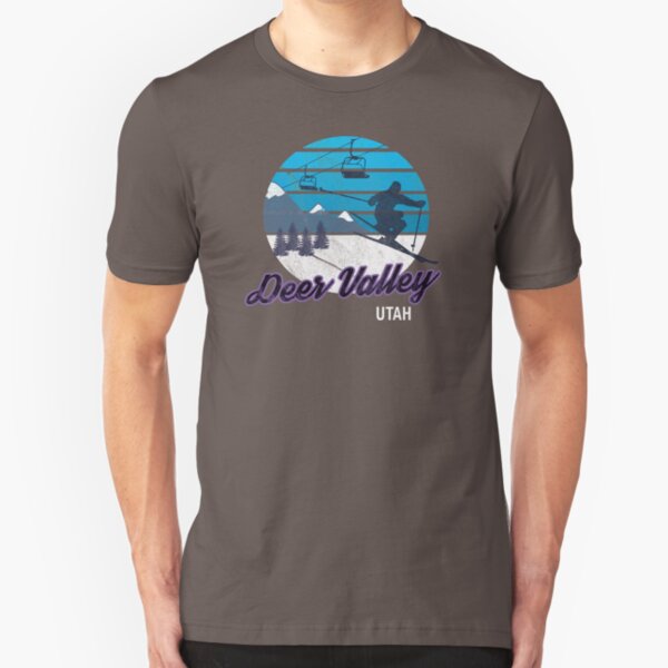 Deer Valley Park City Utah USA Ski Resort Snowboarding Winter Skiing Wear T-Shirts Hoodies Sweaters and Jumpers Slim Fit T-Shirt