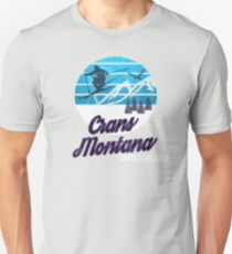 Crans-Montana Swiss Alps Switzerland Ski Resort Snowboarding Winter Skiing Wear T-Shirts Hoodies Sweaters and Jumpers Unisex T-Shirt