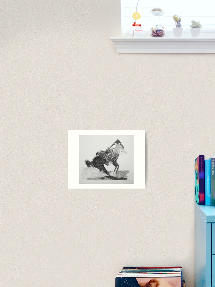 Thumbnail 2 of 3, Art Print, Diggin' In Rodeo Calf Roper designed and sold by graphiteaz.