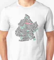Brooklyn New York Typography Map Unisex T-Shirt