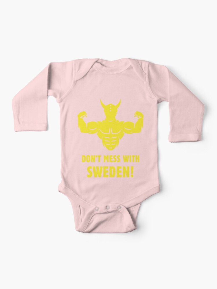 Don't Mess With Sweden! (Sverige / Svensk / Viking / Yellow) Baby One-Piece  for Sale by MrFaulbaum