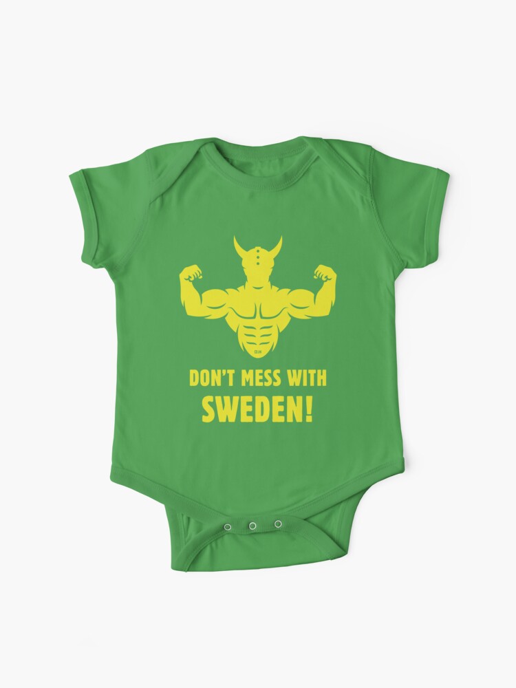 Don't Mess With Sweden! (Sverige / Svensk / Viking / Yellow) Baby One-Piece  for Sale by MrFaulbaum