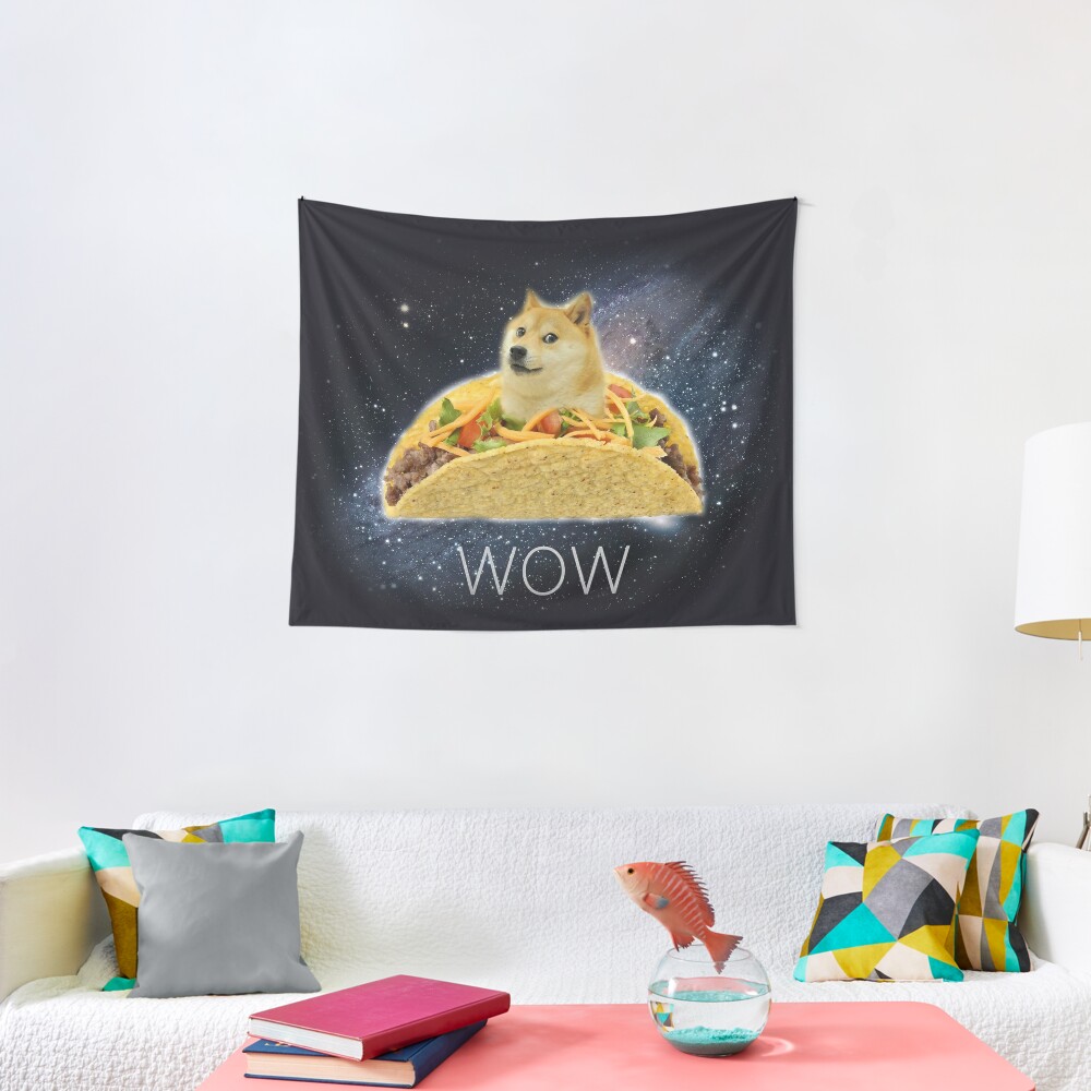 Doge Wow Tacos In Space Memes With Stars Kekistan Shiba Inu Dogright Doggo Tapestry By Iresist Redbubble - wow taco doge roblox doge meme on meme