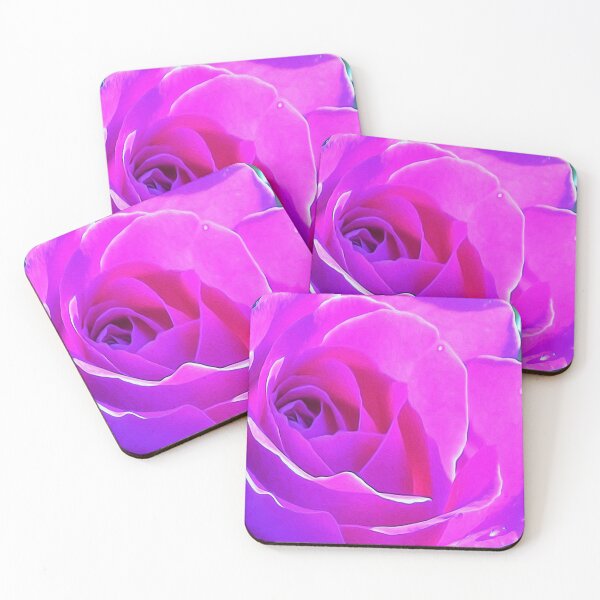 Item preview, Pretty Round Pink and Purple Rose on Blue Painting designed and sold by myrubiogarden.