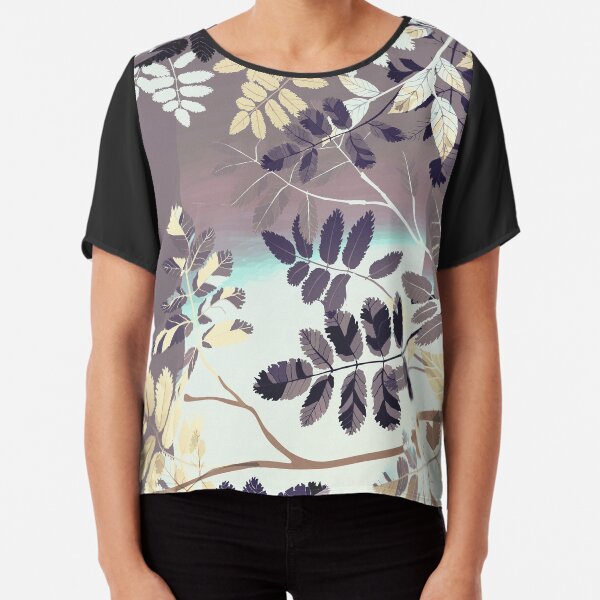 Interleaf - grey Chiffon Top