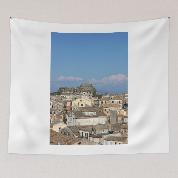 Item preview, old buildings and fortress Corfu town cityscape designed and sold by goceris.