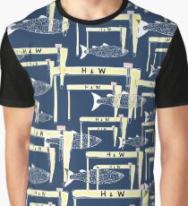 Cranes and Fish Print Graphic T-Shirt