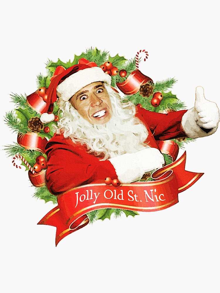 Thumbnail 3 of 3, Sticker, Nicolas Cage Christmas Jolly Old Saint Nic designed and sold by Nova5.