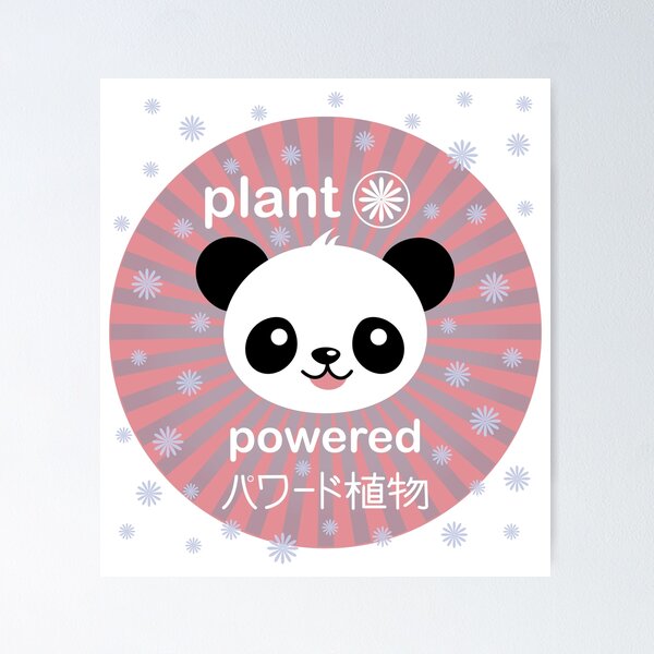 Artikelvorschau, Pink kawaii Pflanze powered Vegan Panda entworfen und verkauft von drewmonkey.