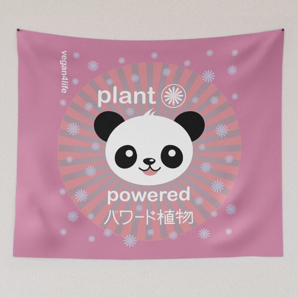 Item preview, Pink kawaii plant powered vegan panda designed and sold by drewmonkey.