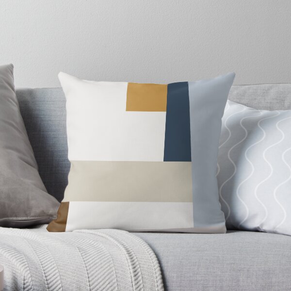 Mid Century Modern Minimal Vintage Pattern Scandinavian inspired Colorfield Geometric Abstract Art Poster Throw Pillow