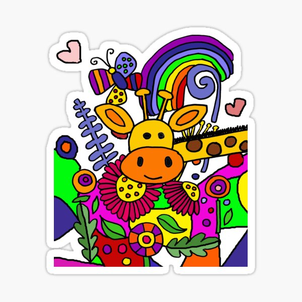 Item preview, Funny Giraffe in the Flower Garden Cartoon designed and sold by Nature's Fancy.