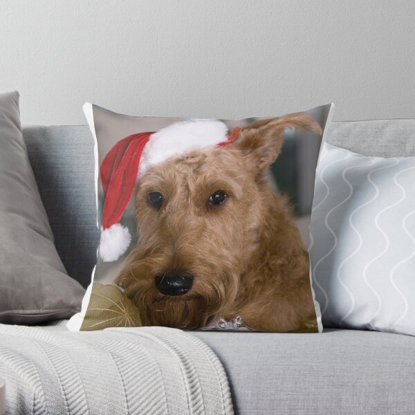 Irish Terrier Christmas Throw Pillow