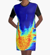 #Abstract #design #bright #art #decoration #illustration #shape #flame #pattern #energy #colors #large #textured #square Graphic T-Shirt Dress