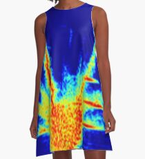 #Abstract #design #bright #art #decoration #illustration #shape #flame #pattern #energy #colors #large #textured #square A-Line Dress