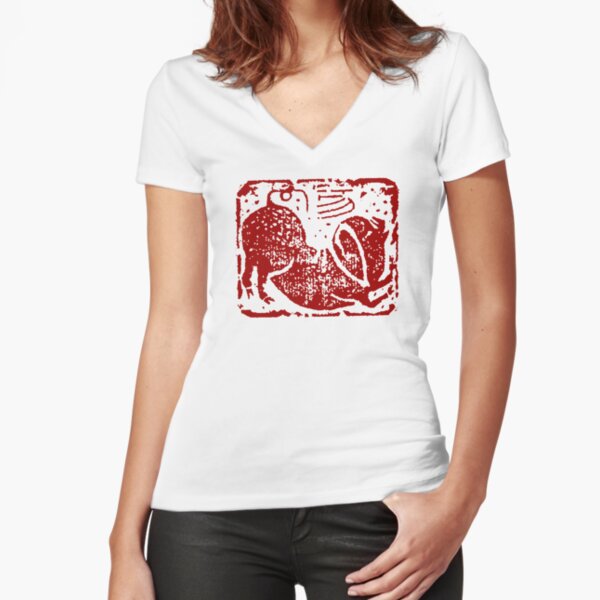 Chinese Zodiac Pig Abstract Fitted V-Neck T-Shirt