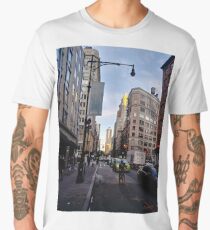 #skyscraper #pedestrian #sky #city #street #road #architecture #travel #business #traffic #town #outdoors #colorimage #residentialdistrict #famousplace #locallandmark #nationallandmark #roadmarking Men's Premium T-Shirt