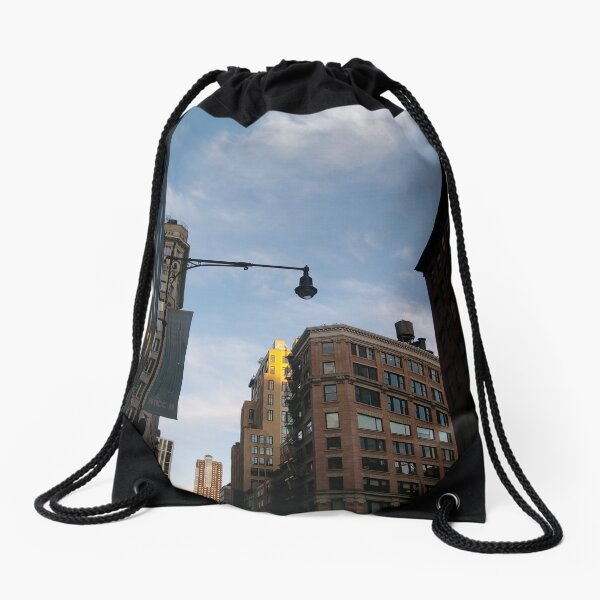 #sky, #architecture, #business, #city, #outdoors, #technology, #modern, #vertical, #colorimage, #NewYorkCity, #USA, #americanculture Drawstring Bag