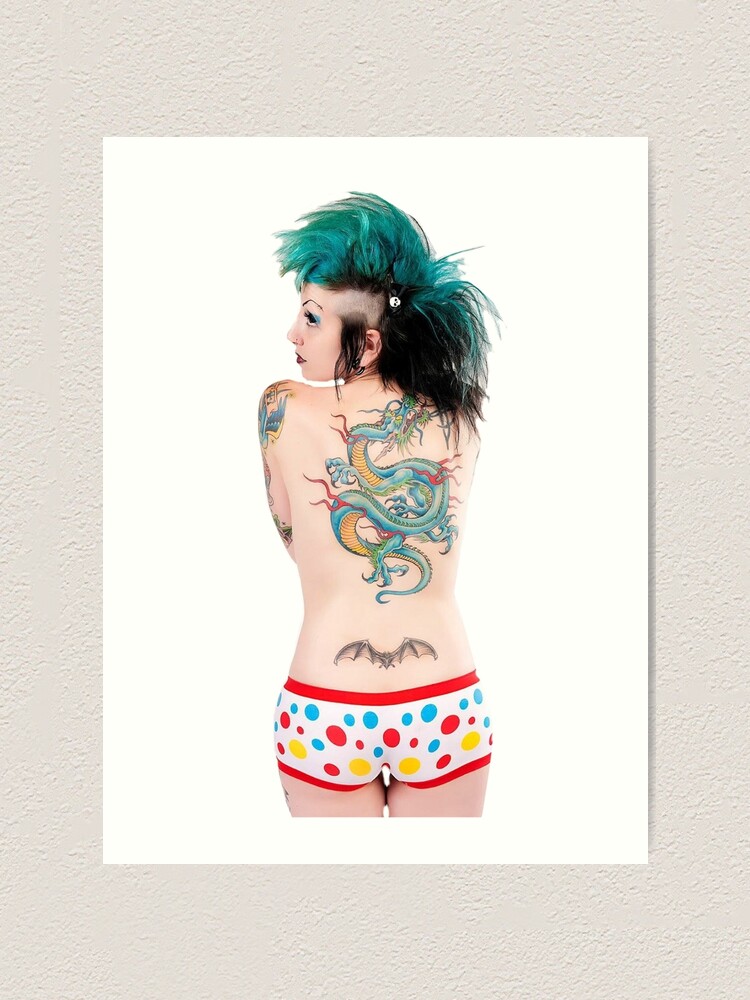 "Punk Rock Anime Tattoo Girl" Art Print by littlemisssteel | Redbubble