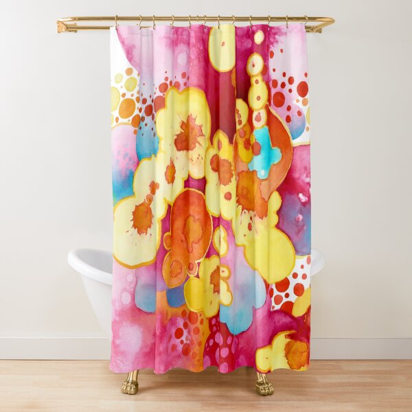 Boom! Everything - Watercolor Painting Shower Curtain