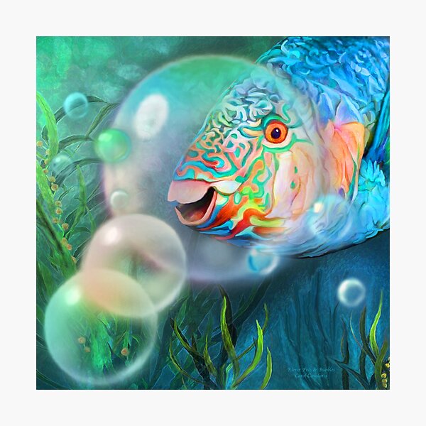 Colorful Parrotfish painting, retailer tropical fish art