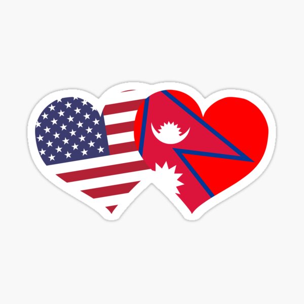 "Nepal Flag USA Flag Love Heart" Sticker for Sale by TrevelyanPrints