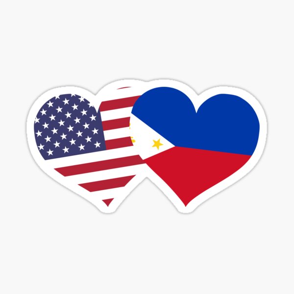 "Philippines Flag USA Flag Love Heart" Sticker for Sale by