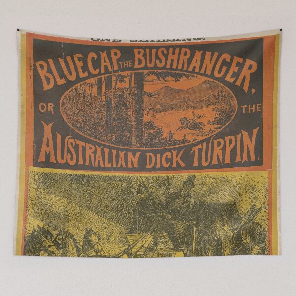 Artikelvorschau, Ein schrecklicher Penny: Blaue Mütze der Bushranger oder The Australian Dick Turpin, circa 1879 entworfen und verkauft von State Library of South Australia.
