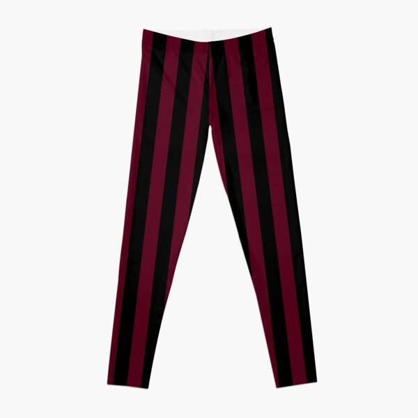 Bright Red and Black Horizontal Stripes Leggings for Sale by
