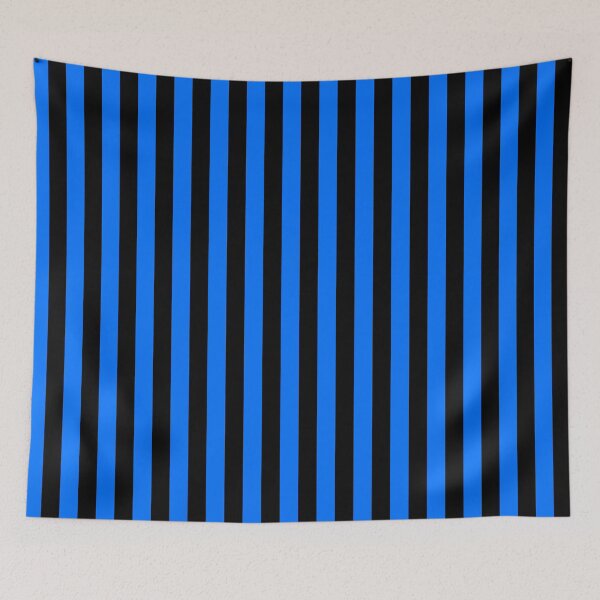 Item preview, Brandeis Blue and Black Vertical Stripes designed and sold by ColorPatterns.