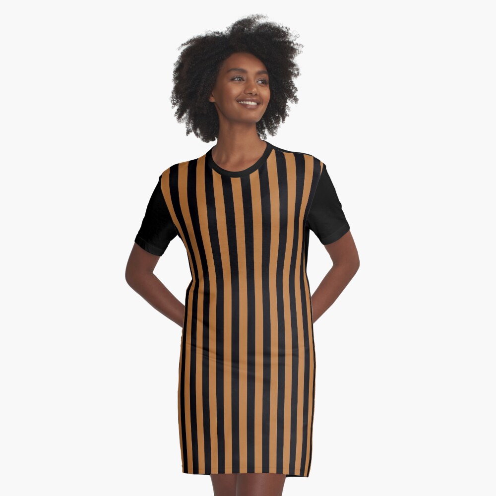 Black and 2025 tan striped dress