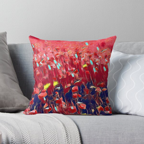 Magical poppy field Throw Pillow