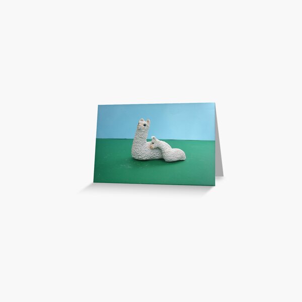 White Mum and baby Alpaca Greeting Card