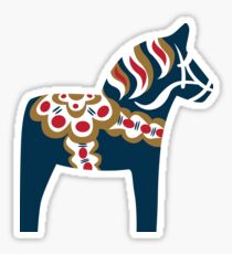 Schwedisches Dalapferd - Blau Sticker