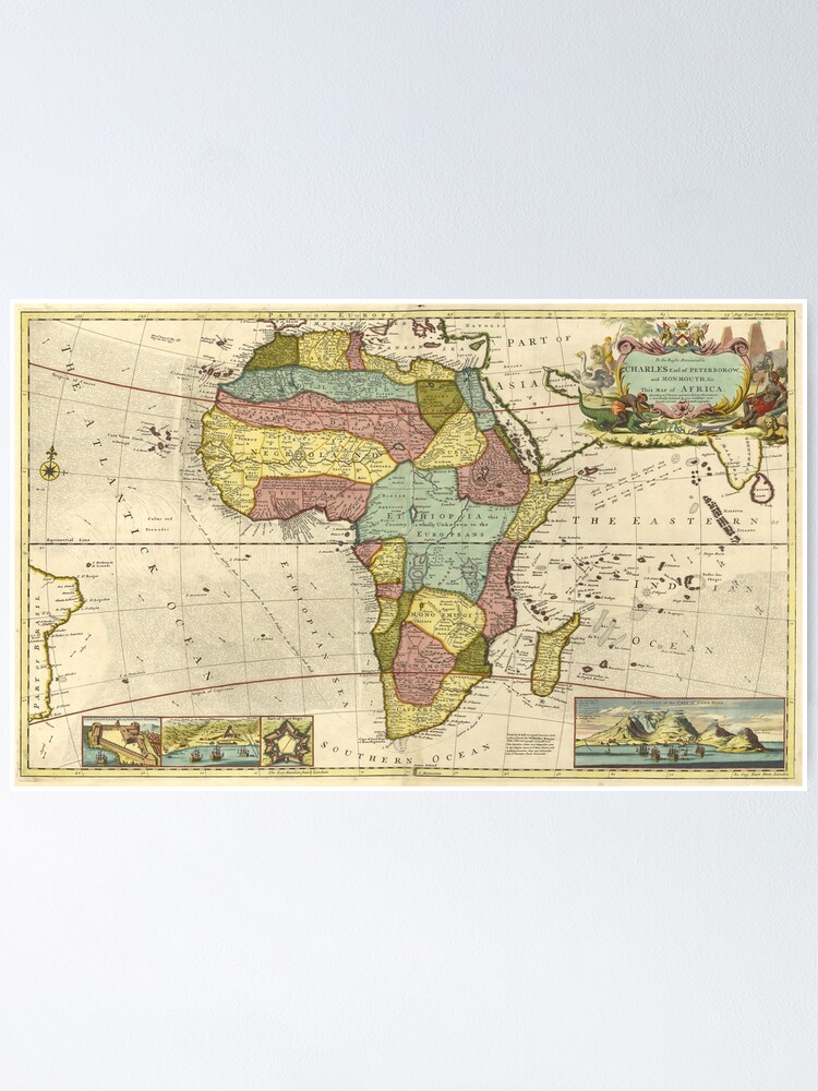 Poster Annee 1710 Carte De L Afrique Carte Murale De L Afrique Art Africain Impression D Un Cadeau D Anniversaire Idee De Pendaison De Cremaillere Par Spameris86 Redbubble