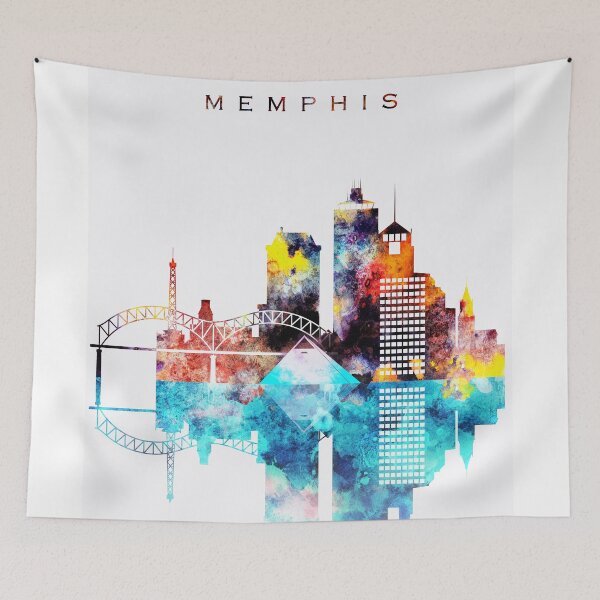 Aperçu de l'œuvre Aquarelle colorée Skyline de Memphis créée et vendue par DimDom.