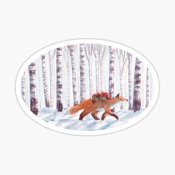Fox in the birch forest Sticker