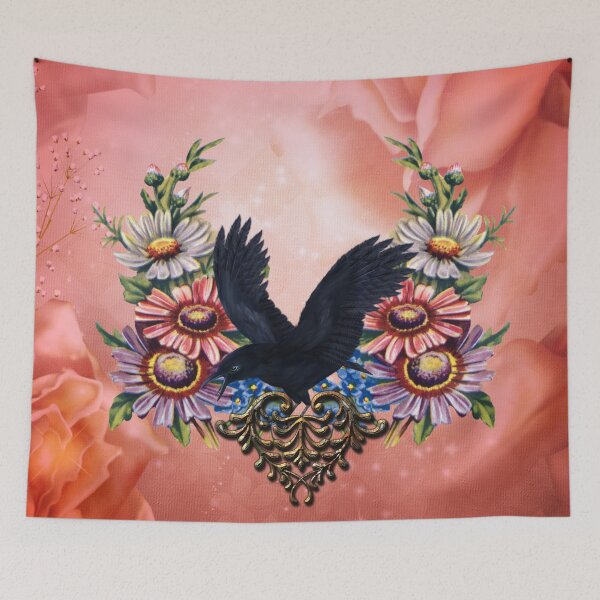 Item preview, Wonderful crow with flowers designed and sold by nicky2342.