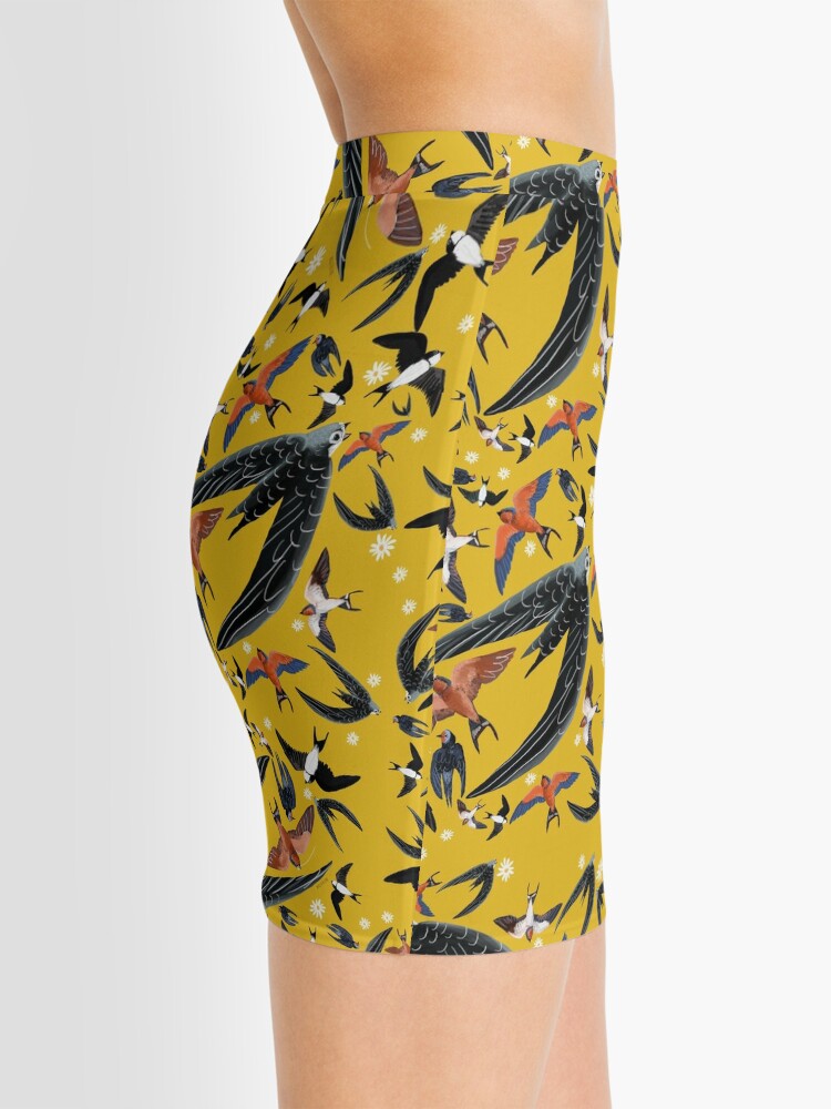 Alternate view of Swallows and swift pattern (Yellow) Mini Skirt