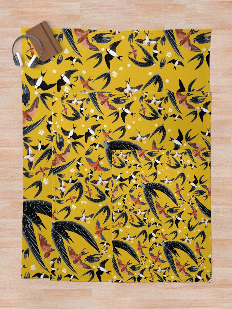 Vista alternativa de Manta Swallows and swift pattern (Yellow)