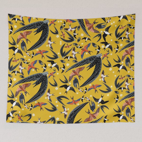 Item preview, Swallows and swift pattern (Yellow) designed and sold by belettelepink.