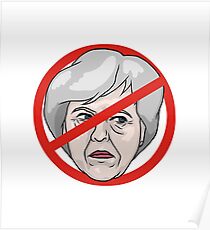Theresa May No Road Sign Illustration Poster